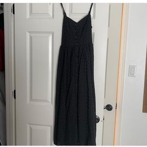 Eyelit black midi dress